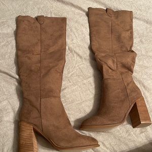 Brown knee high boots